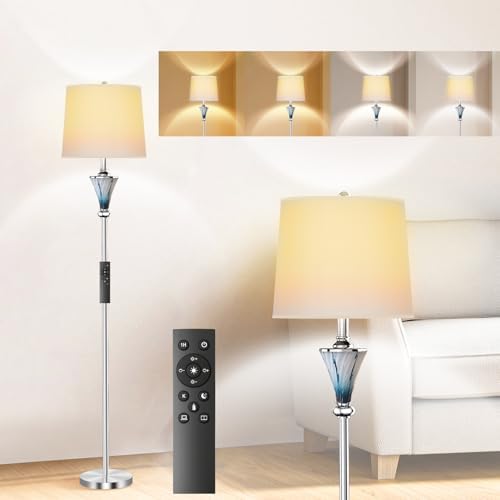 Blue Glass Floor Lamp with Smart Remote Control