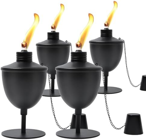 4 Pack Upgraded Tabletop Torches with Wicks and Funnel