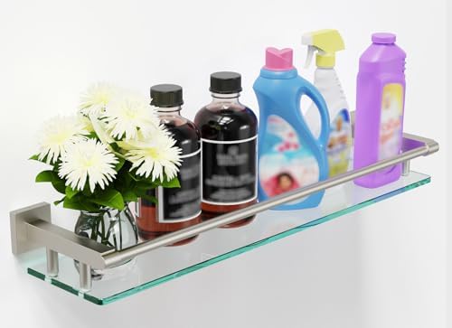 24 Inch Rectangular Tempered Glass Bathroom Shelf