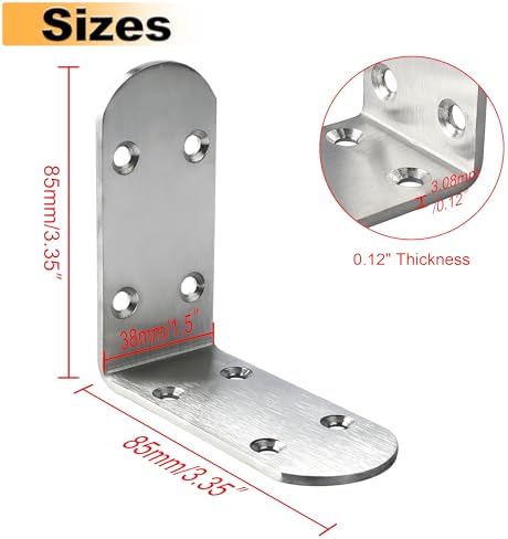 Alise 4Pcs Stainless Steel L Brackets for Shelves