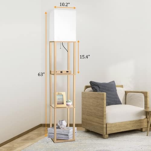 Dott Arts Floor Lamp with Shelves and Wireless Charging