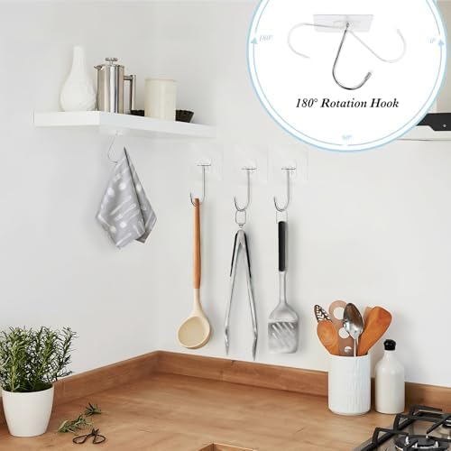 Large Adhesive Hooks 20-Pack 44lb Max Heavy Duty Wall Hangers
