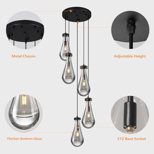 Raindrop Pendant Light 5-Light Modern Design