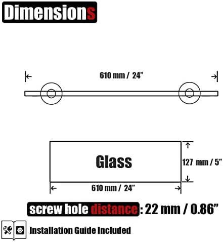 JQK Tempered Glass Shelf for Bathroom 24x5 inches