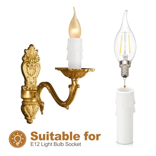 PATIKIL 26 Inch Tall Candle Socket Covers 10Pcs White E12