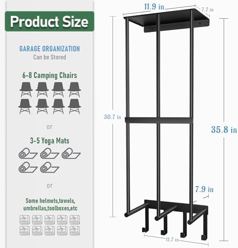 PUMHUBO Metal Beach Chair Wall Storage Rack Black