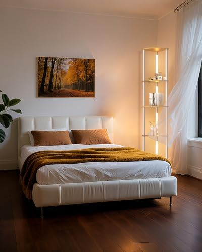 Lightdot 64 Inch Floor Lamp with Shelves - White