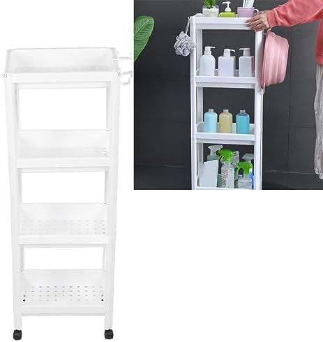 Freestanding 4-Layer Bathroom Shelf with Wheels