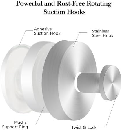 Suction Cup Hooks for Shower and Bathroom Use