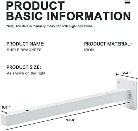 White Shelf Brackets 14 Inch Set of 4