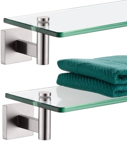 KOKOSIRI Floating Shelf 2 Pack Brushed Stainless Steel 12-Inch