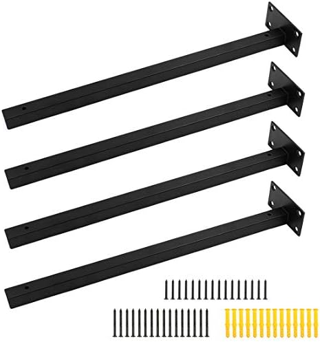 Luomorgo 4 Pcs Floating Shelf Brackets Heavy Duty Black Stainless Steel