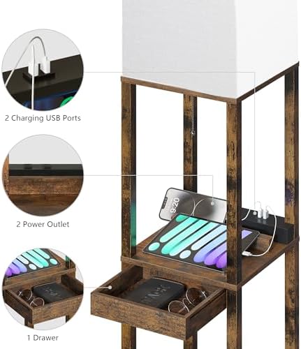 SUNMORY Floor Lamp with Shelves and USB Ports 1