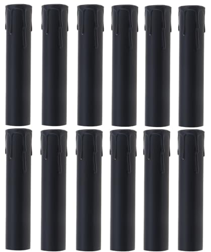 RTNLIT 4 Inch Chandelier Candle Sleeve Replacement Black Pack of 12