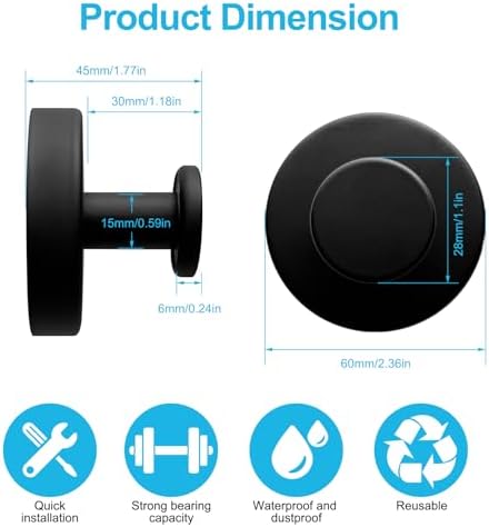 2 Pack Suction Cup Hooks for Bathroom Kitchen and Office