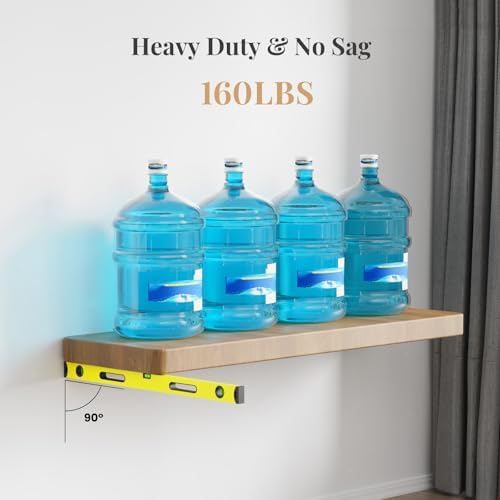 6pcs Black Floating Shelf Brackets Heavy Duty No Tools