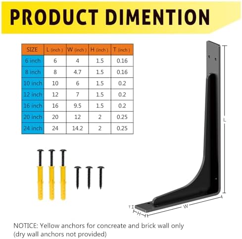 6 Inch x 4 Inch Shelf Brackets Heavy Duty 300lbs Load