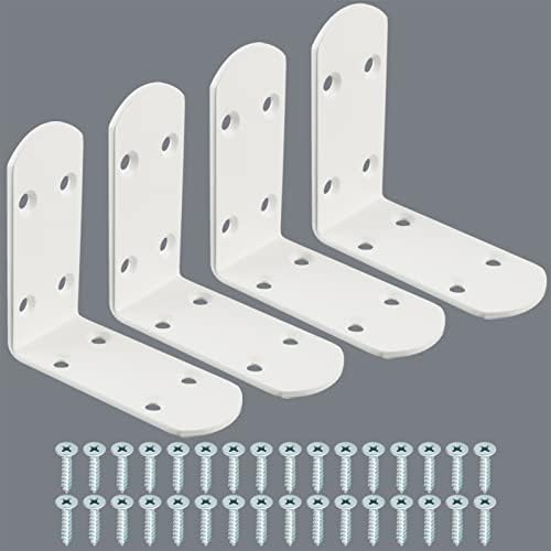 Alise 4Pcs Stainless Steel L Brackets for Shelves White