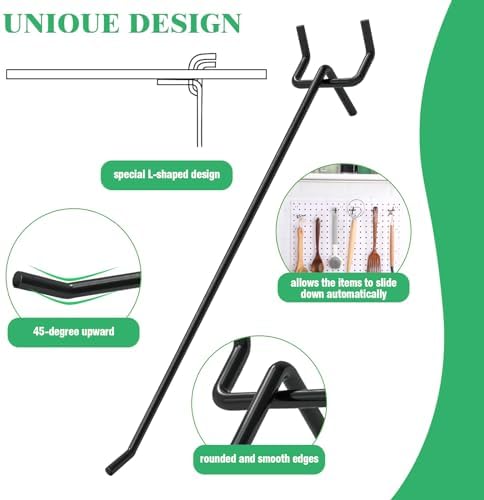 50Pcs Black Pegboard Hooks Set 8 Inch 20CM