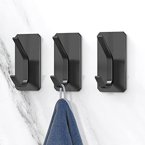 PMMASTO Self-Adhesive Towel Hooks - Heavy Duty Black K Shape 6PC