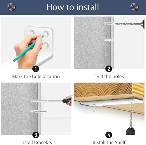 MLOQI 4 Pack Heavy Duty Floating Shelf Brackets with 5mm Thickness