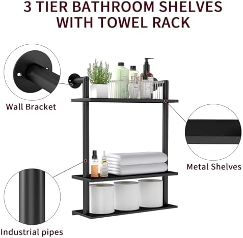 Bathroom Shelves Over Toilet 3 Tier Floating Storage