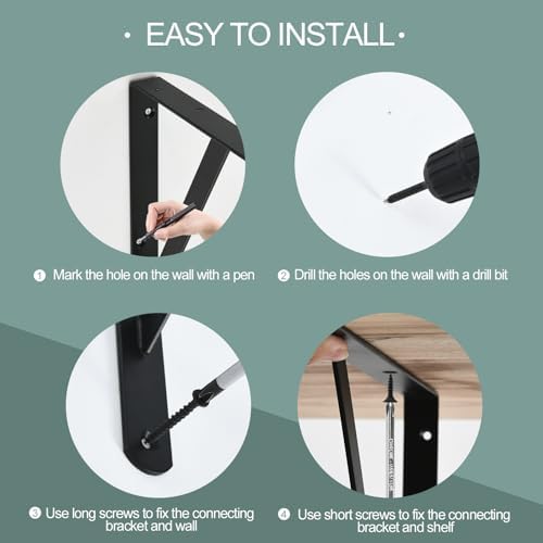 12 Pack Heavy Duty Black Shelf Brackets