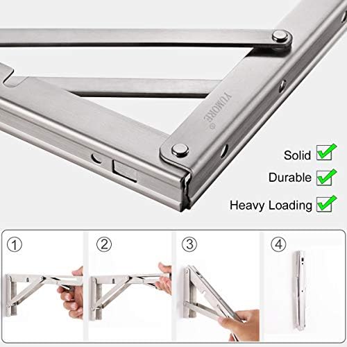 YUMORE 14 Inch Heavy Duty Stainless Steel Folding Shelf Bracket