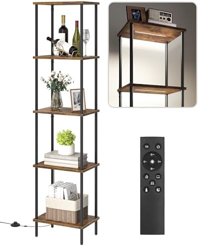 GOEBLESON 5-Tier Corner Shelf Lamp with Light