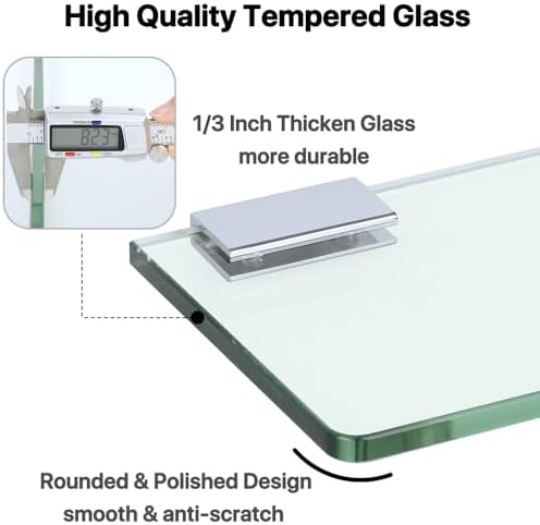 SAYAYO 24 Inch Tempered Glass Shelf for Bathroom Clear