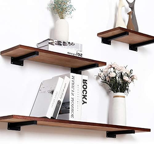 Luomorgo 4 Pcs Floating Shelf Brackets Heavy Duty Black Stainless Steel
