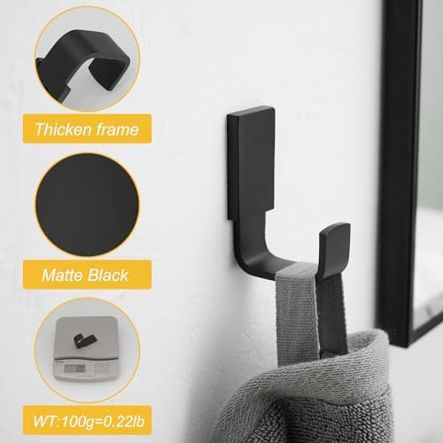 BESy Brass Towel Hook Matte Black No Drilling