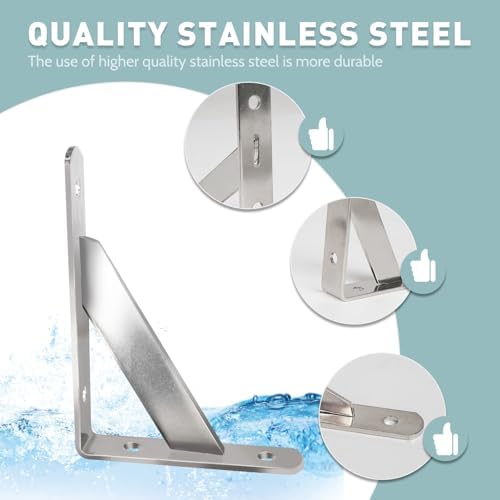 Heavy Duty L Shelf Bracket 2 Pack - 6 Inch Invisible Mounting Hardware
