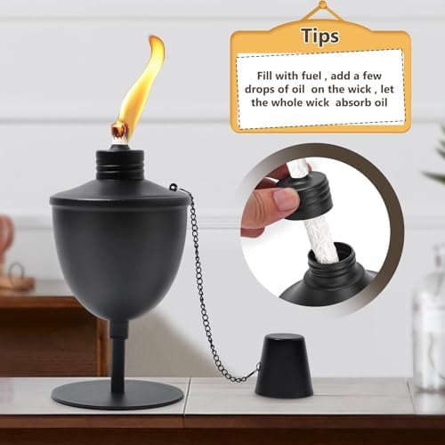4 Pack Upgraded Tabletop Torches with Wicks and Funnel