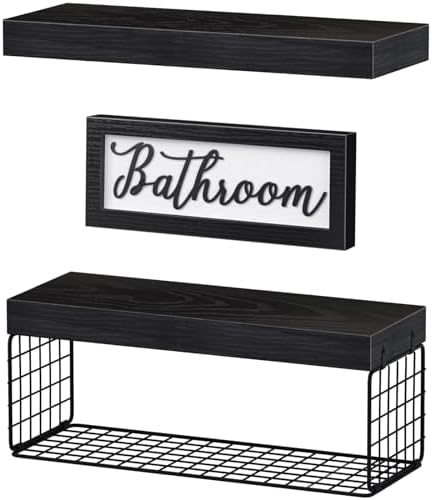 QEEIG Bathroom Shelves Over Toilet 21 Set Black