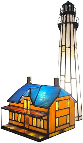 Bieye L10942 St Simons Lighthouse Tiffany Style Table Lamp