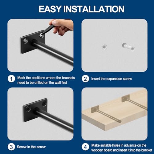 12 Pcs 6 Inch Black Steel Floating Shelf Bracket Supports