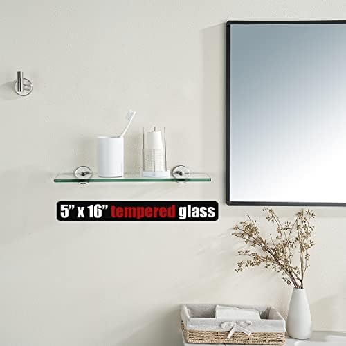 JQK Floating Tempered Glass Shelf 16x5 Inch