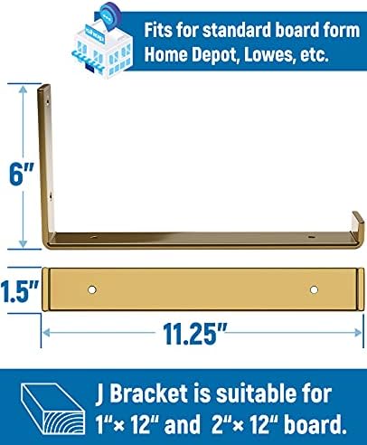 LEOPO 12 Inch Shelf Bracket 6 Pack Frost Black