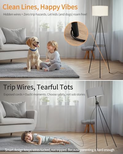 MODIVO Tripod Floor Lamp with Shelves and Flexibility
