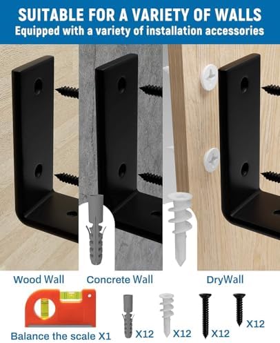 LEOPO 12 Inch Shelf Brackets 6 Pack Heavy Duty