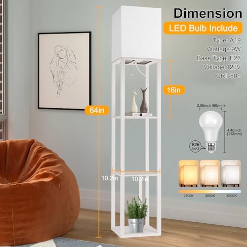 Floor Lamp with Shelves for Living Room and Office