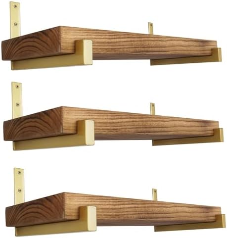 OVOV 6 Pack Heavy Duty Shelf Brackets Gold 10 Inch