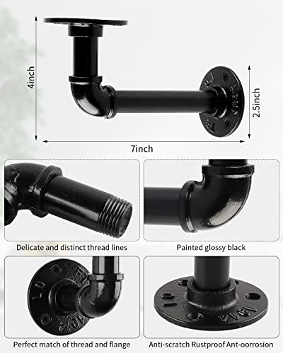 MUZIK Shelf Brackets 12 Pack Heavy Duty Industrial Pipe Floating Wall Mount