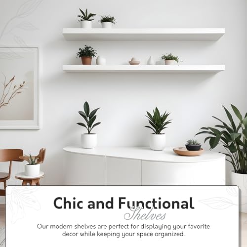 InPlace Wall Mount Slim Shelf with Hidden Brackets - White