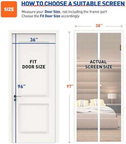 MAGZO Magnetic Screen Door 36 x 96 Inch Fit