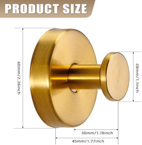 Fenas Suction Cup Hooks 2 Pack Brushed Gold