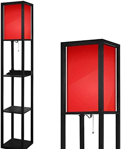 Red Floor Lamp with Shelves and USB Ports