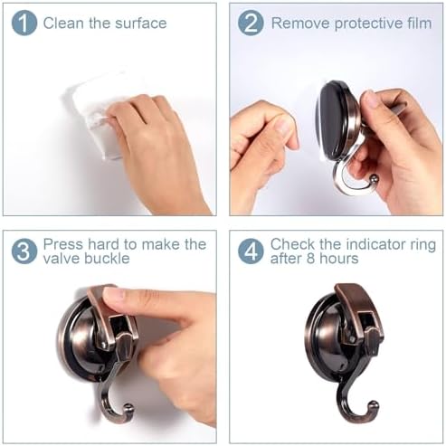 Red Bronze Suction Cup Hooks 2 Pack for Glass and Tile
