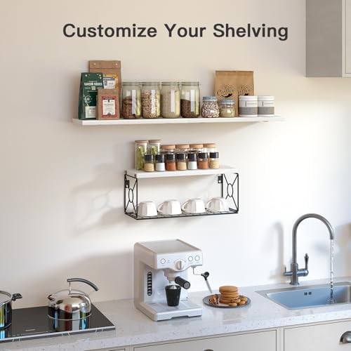 Amada Floating Shelves Over Toilet with Storage Basket White